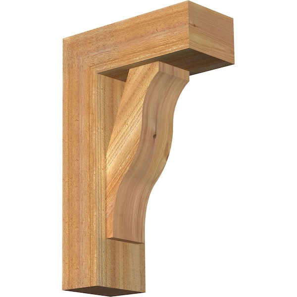 Ekena Millwork Funston Block Rough Sawn Bracket w/ Offset Brace, Western Red Cedar, 6"W x 14"D x 22"H BKT0604X14X22FST05RWR - main